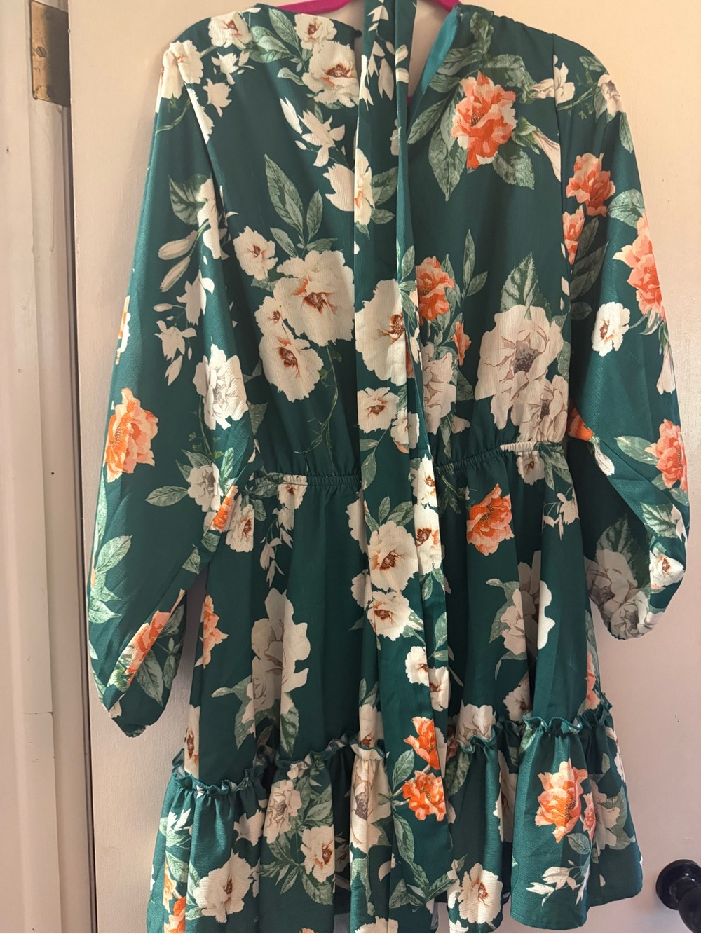 Baltic Born Green Floral Mini Dress with Orange & White Blooms - Picture 2 of 2